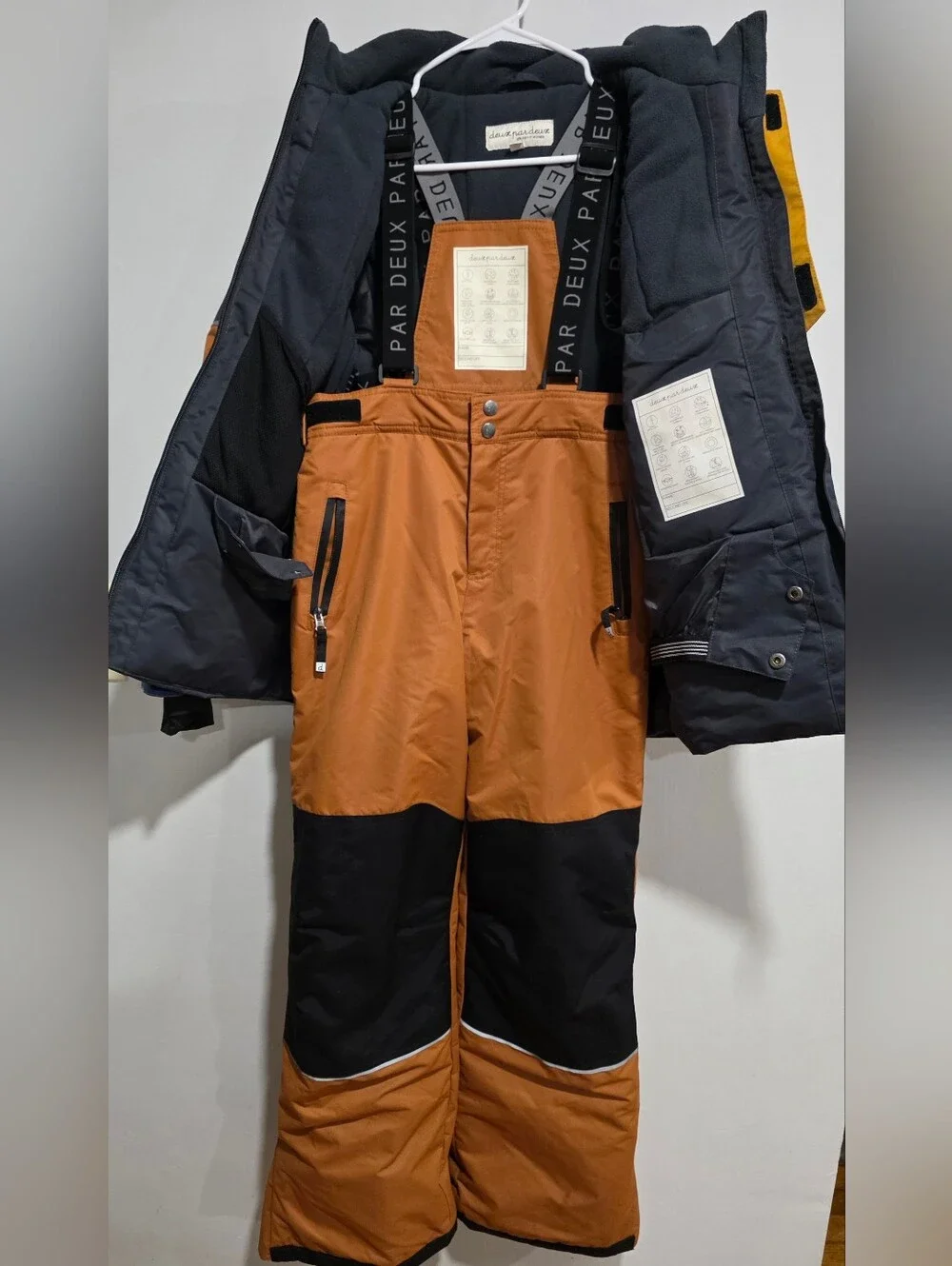 deux par deux Mustard, Blue & Black Colorblock Kids Ski Jacket Size 14